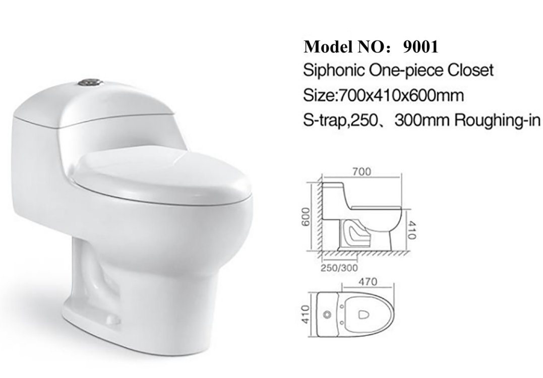 9001 Siphonic One Piece Toilet Structure
