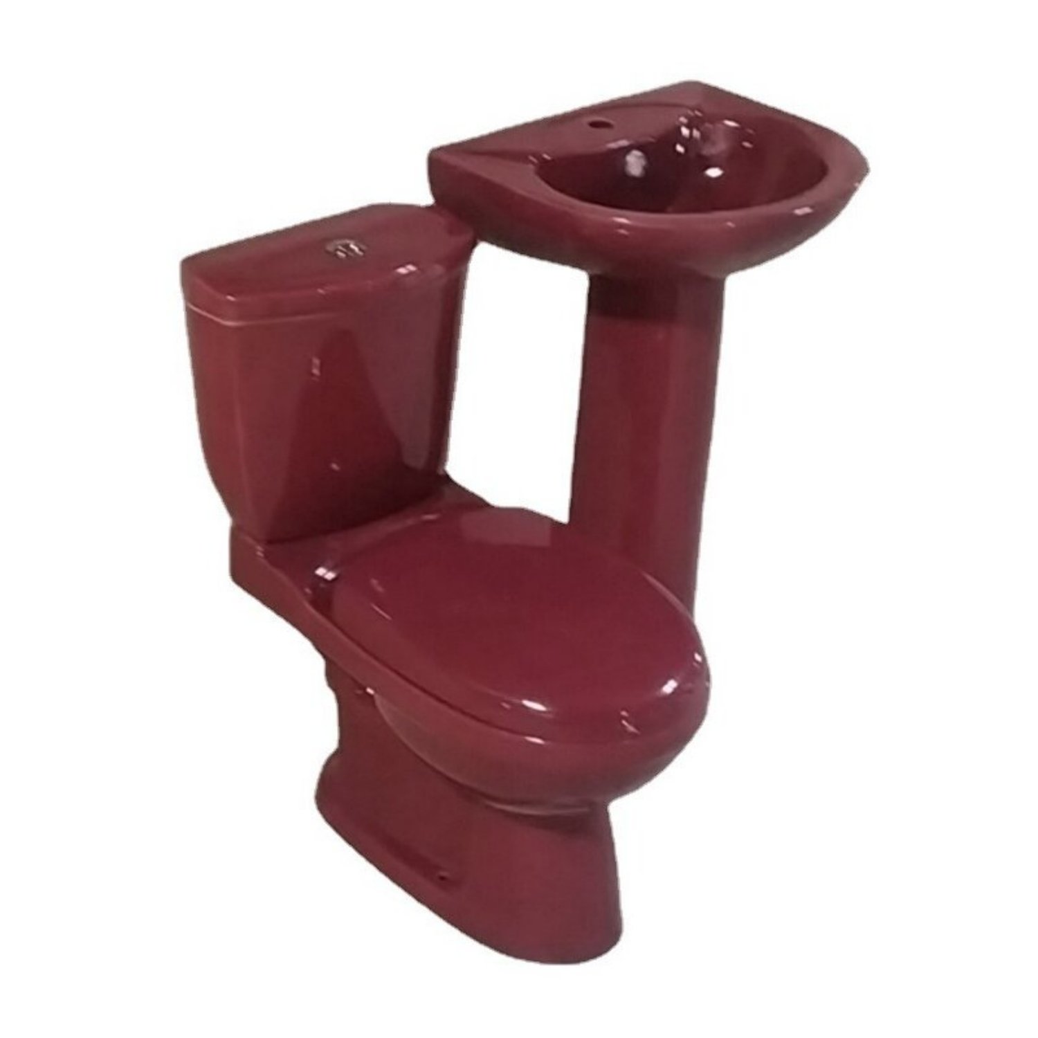 Wine Red Toilet Set